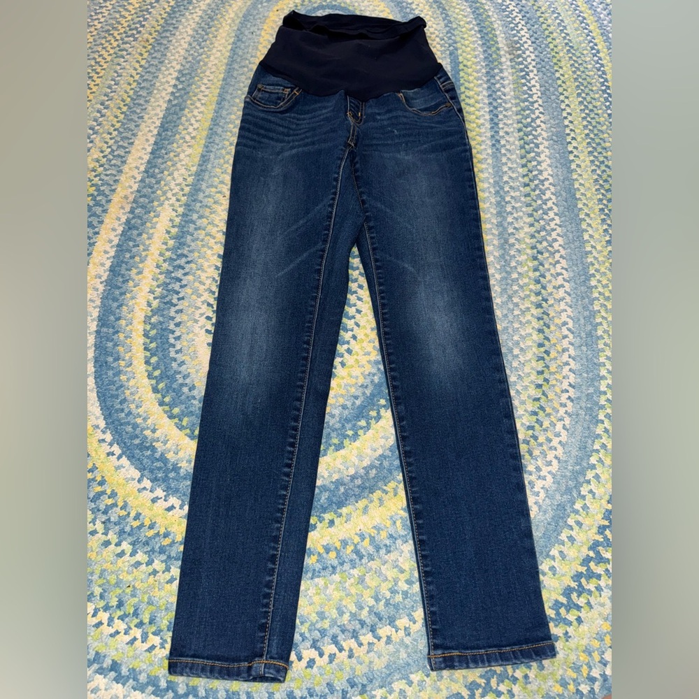 Indigo Blue Women's Classic Dark Blue Maternity Skinny Jeans